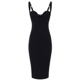 Elisabetta Franchi - Midi Dress with Bow Detail - Black - Dress - Made in Italy - Luxury Exclusive Collection