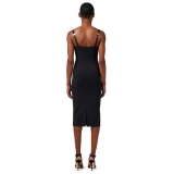 Elisabetta Franchi - Midi Dress with Bow Detail - Black - Dress - Made in Italy - Luxury Exclusive Collection