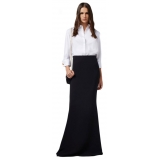 Elisabetta Franchi - Shirt and Mermaid Skirt Dress - White/Black - Dress - Made in Italy - Luxury Exclusive Collection