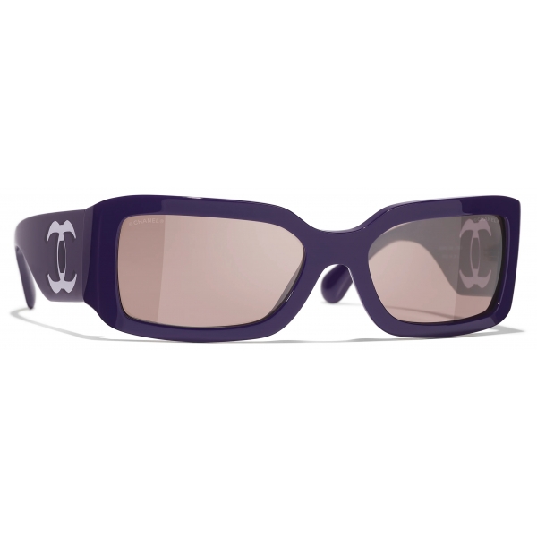 RARE Y2k 2000s CHANEL Sunglasses C1-104 Rhinestones Logo Purple Black  Vintage
