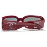 Chanel - Occhiali da Sole Rettangolari - Rosso Grigio - Chanel Eyewear