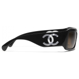 Chanel - Occhiali da Sole Rettangolari - Nero Grigio - Chanel Eyewear