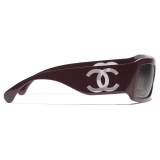 Chanel - Occhiali da Sole Rettangolari - Viola Scuro Grigio - Chanel Eyewear