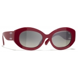 Chanel - Occhiali da Sole Ovali - Rosso Grigio - Chanel Eyewear