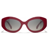 Chanel - Occhiali da Sole Ovali - Rosso Grigio - Chanel Eyewear