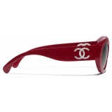 Chanel - Occhiali da Sole Ovali - Rosso Grigio - Chanel Eyewear