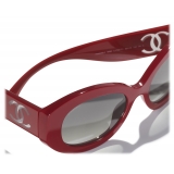 Chanel - Occhiali da Sole Ovali - Rosso Grigio - Chanel Eyewear