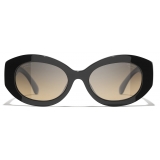 Chanel - Oval Sunglasses - Black Gray - Chanel Eyewear