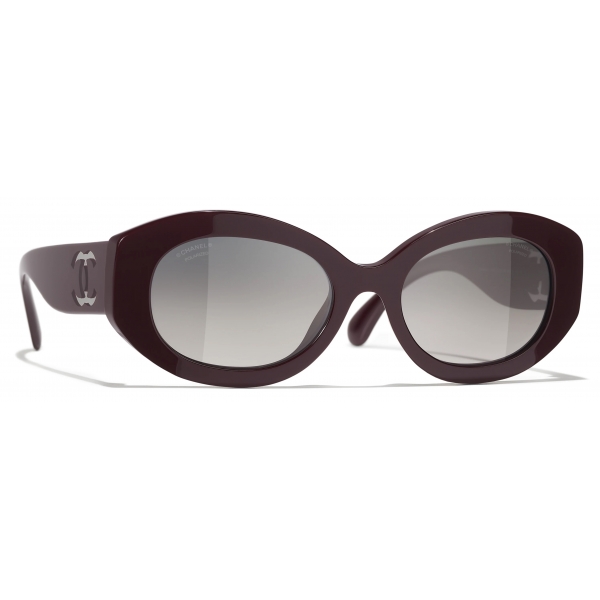 Chanel - Oval Sunglasses - Dark Purple Gray - Chanel Eyewear