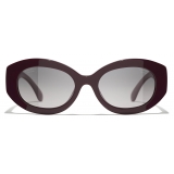 Chanel - Occhiali da Sole Ovali - Viola Scuro Grigio - Chanel Eyewear