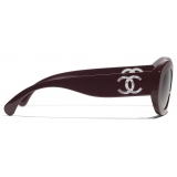 Chanel - Occhiali da Sole Ovali - Viola Scuro Grigio - Chanel Eyewear