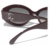 Chanel - Occhiali da Sole Ovali - Viola Scuro Grigio - Chanel Eyewear