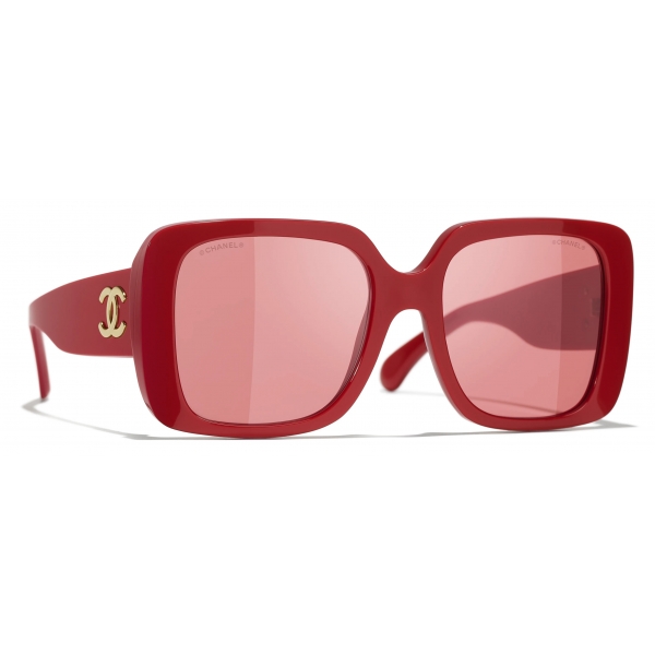 Chanel - Occhiali da Sole Quadrati - Rosso - Chanel Eyewear