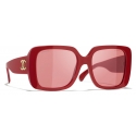 Chanel - Occhiali da Sole Quadrati - Rosso - Chanel Eyewear