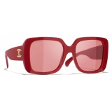 Chanel - Occhiali da Sole Quadrati - Rosso - Chanel Eyewear