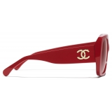 Chanel - Occhiali da Sole Quadrati - Rosso - Chanel Eyewear