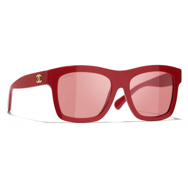 Chanel - Occhiali da Sole Quadrati - Rosso - Chanel Eyewear