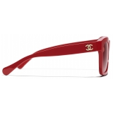 Chanel - Occhiali da Sole Quadrati - Rosso - Chanel Eyewear