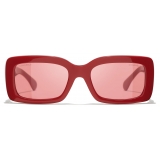 Chanel - Occhiali da Sole Rettangolari - Rosso - Chanel Eyewear