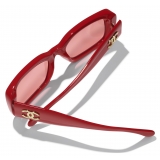 Chanel - Occhiali da Sole Rettangolari - Rosso - Chanel Eyewear