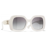 Chanel - Occhiali da Sole Quadrati - Ecru Grigio Chiaro - Chanel Eyewear