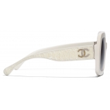 Chanel - Occhiali da Sole Quadrati - Ecru Grigio Chiaro - Chanel Eyewear