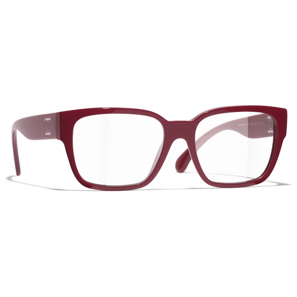 Chanel - Occhiali da Vista Quadrati - Rosso - Chanel Eyewear