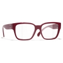 Chanel - Occhiali da Vista Quadrati - Rosso - Chanel Eyewear