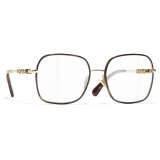 Chanel - Occhiali da Vista Quadrati - Oro Tartaruga - Chanel Eyewear