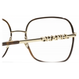 Chanel - Occhiali da Vista Quadrati - Oro Tartaruga - Chanel Eyewear