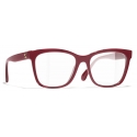 Chanel - Occhiali da Vista Quadrati - Rosso - Chanel Eyewear