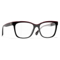 Chanel - Occhiali da Vista Quadrati - Nero Rosso - Chanel Eyewear