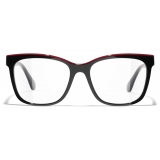 Chanel - Occhiali da Vista Quadrati - Nero Rosso - Chanel Eyewear