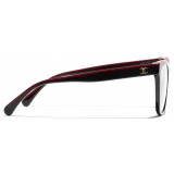 Chanel - Occhiali da Vista Quadrati - Nero Rosso - Chanel Eyewear