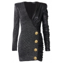 Balmain - Double Jersey Short Dress - Black Silver - Balmain Exclusive Luxury Collection