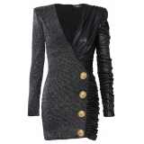 Balmain - Abito Corto in Jersey Doppio - Nero Argento - Balmain Exclusive Luxury Collection