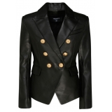 Balmain - Leather Double Breasted Blazer Jacket - Black - Balmain Exclusive Luxury Collection