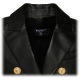 Balmain - Giacca Blazer Doppiopetto in Pelle - Nero - Balmain Exclusive Luxury Collection