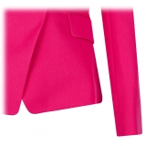 Balmain - Giacca Blazer Doppiopetto in Pelle - Fucsia - Balmain Exclusive Luxury Collection