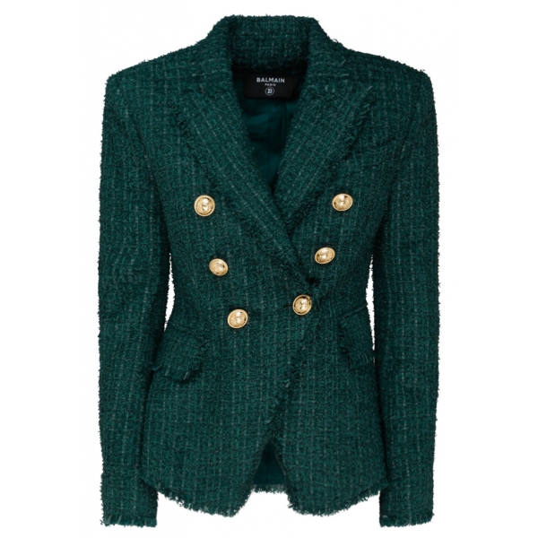 Balmain - Giacca in Tweed Misto Lana - Verde Nero - Balmain Exclusive Luxury Collection