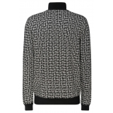 Balmain - Monogram Print Jumper Knitwear - Navy Blue Off White - Balmain Exclusive Luxury Collection