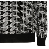 Balmain - Monogram Print Jumper Knitwear - Navy Blue Off White - Balmain Exclusive Luxury Collection