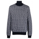 Balmain - Monogram Print Jumper Knitwear - White Blue Marine - Balmain Exclusive Luxury Collection