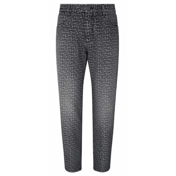 Balmain - Jeans Jacquard Monogram - Nero Bianco - Balmain Exclusive Luxury Collection