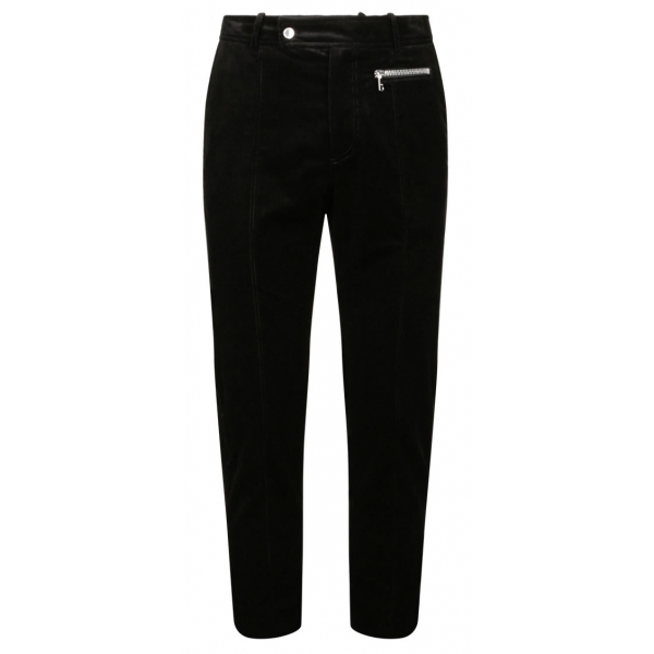 Balmain - Cotton Suede Cropped Trousers - Black - Balmain Exclusive Luxury Collection