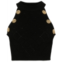 Balmain - Top Corto in Maglia - Nero - Balmain Exclusive Luxury Collection