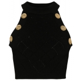 Balmain - Knit Cropped Top - Black - Balmain Exclusive Luxury Collection