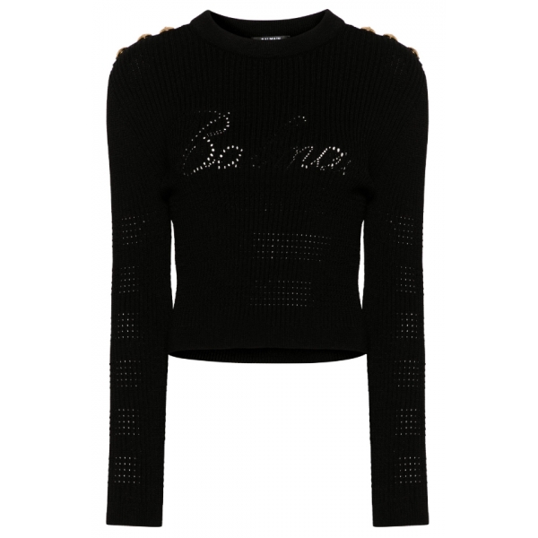 Balmain - Pullover in Maglia Trasparente - Nero - Balmain Exclusive Luxury Collection