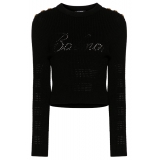 Balmain - Pullover in Maglia Trasparente - Nero - Balmain Exclusive Luxury Collection