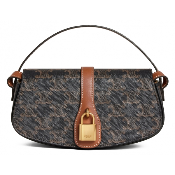 Céline - Pochette con Tracolla Tabou in Tela Triomphe e Pelle di Vitello - Tan - Borsa - Céline Exclusive Collection